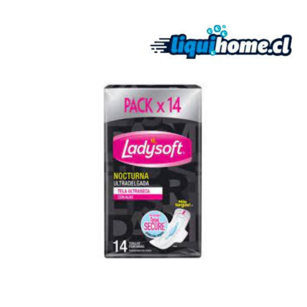 TOALLITAS LADYSOFT NOCTURNA ULTRA DELGADA TELA ULTRA SECA CON ALAS 14 UNI