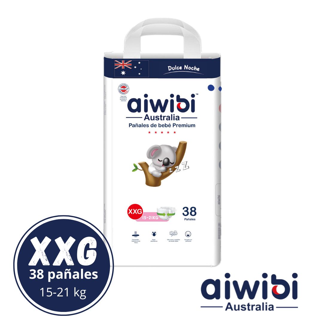 xxg38 AIWIBI DULCE NOCHE PAÑALES PREMIUM TALLA XXG 38u (15-21KG) - Imagen 1