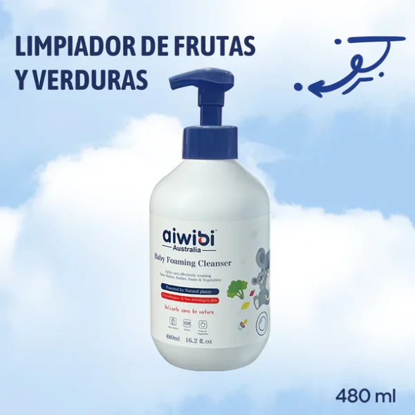 AIWIBI BABY DETERGENTE ESPUMA PARA MAMADERAS FRUTAS Y VERDURAS 480ML