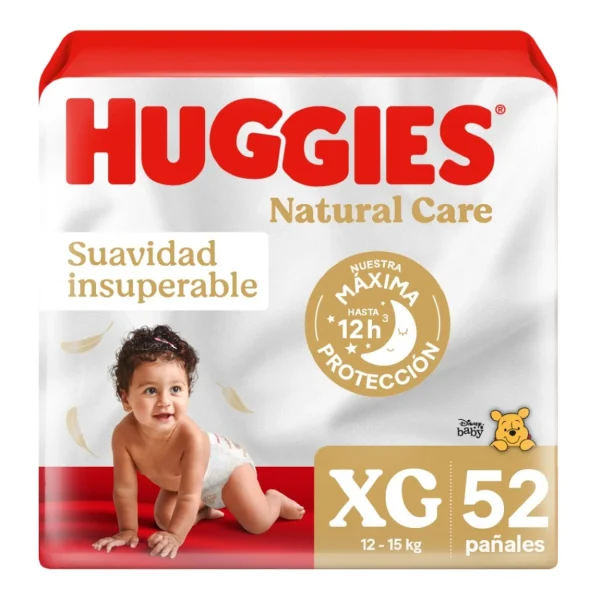 HUGGIES NATURAL CARE TALLA XG 52u (12- 15KG)