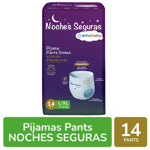 EMUBABY PANTS NOCHES SEGURAS TALLA L/XL 14 Uni [ 27 a 57Kgs]